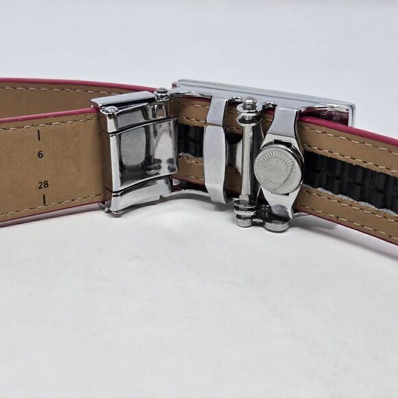 NEXBELT GOLF HIDDEN MARKER PINK LEATHER WOMENS BELT NO HOLES SIZE 00-8 EUC - Picture 4 of 9